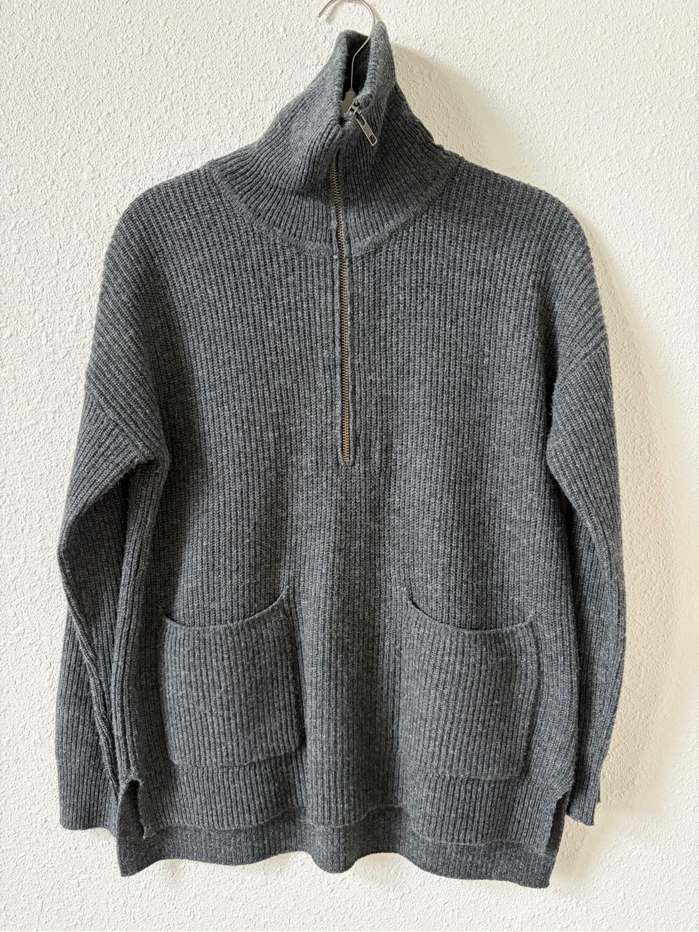 Madewell Glenbrook Half Zip Pullover Sweater Heather Graphite Size XXS